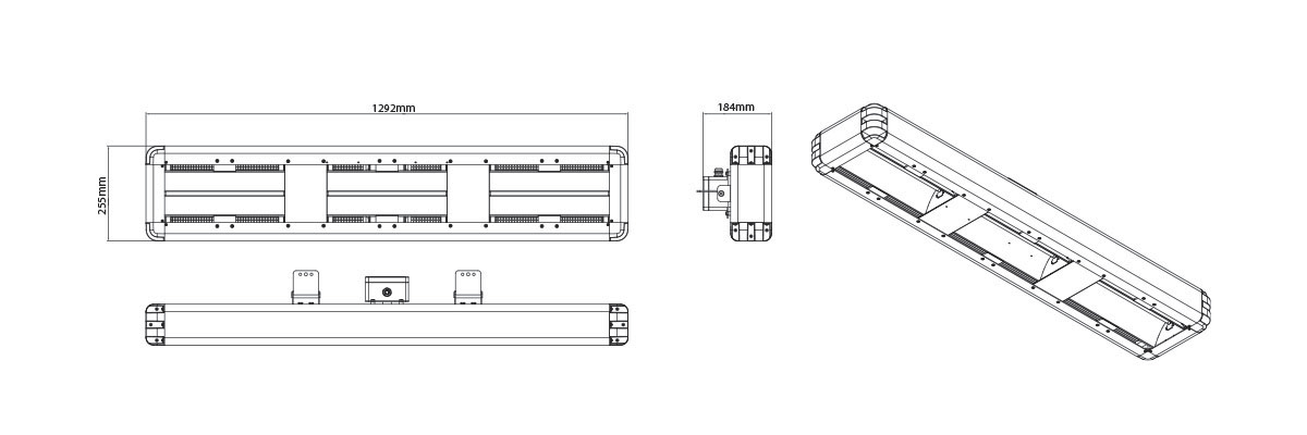 Technical line drawings for Shadow Industrial heaters